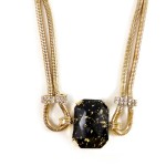 Onyx Stone Gold Flakes Statement Necklace
